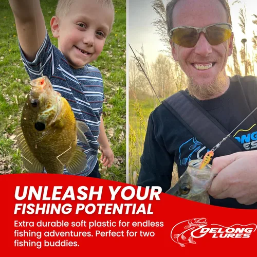 Miniatura 6 de DELONG LURES Paquete de 16 señuelos de pesca para renacuajo, señuelos preaparejados para lubina, crappie, branquia azul y aparejos de pesca