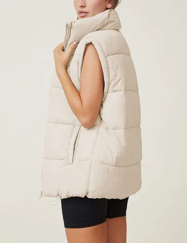 Miniatura 2 de Freyhem Chaleco acolchado de longitud media con cordón y cremallera para mujer, sin mangas, acolchado