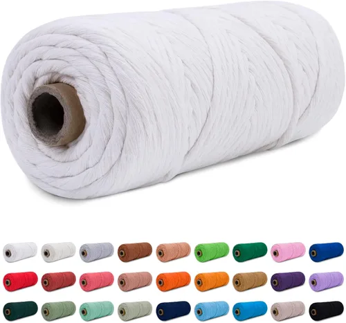 Miniatura 22 de CAMAL Cordón de macramé de 0.157 in x 109 yardas (328.1 ft), cuerda de algodón de color para tejer, manualidades, colgar en la pared, proyectos