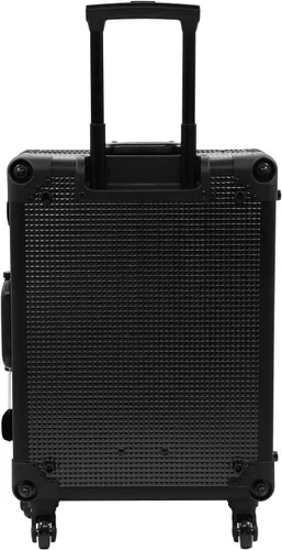 Miniatura 9 de Maletín de aluminio para maquillaje con luces LED, organizador profesional de cosméticos con altavoz, ruedas y soportes, estación de tocador