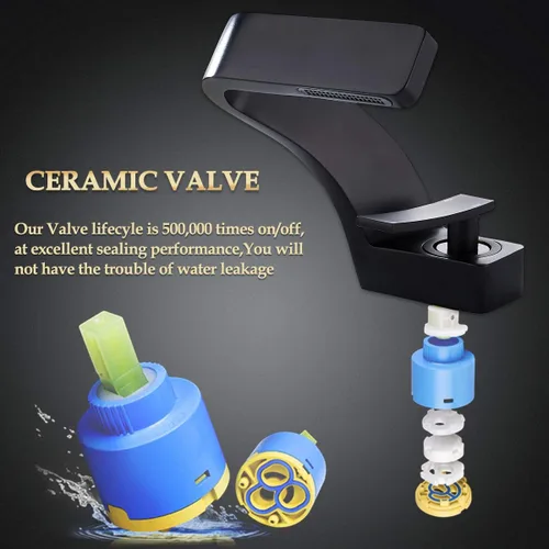 Miniatura 6 de becola Grifo de cascada para lavabo de baño, grifo mezclador de agua fría y caliente de latón macizo de una sola manija, grifo para lavabo