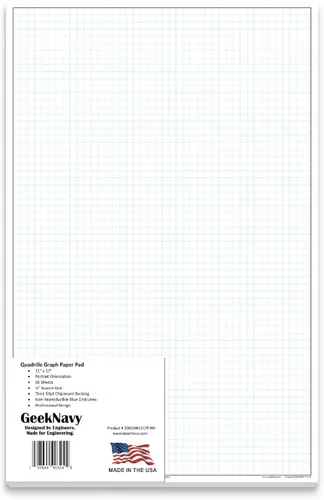 Miniatura 13 de GeekNavy Papel cuadriculado de 8.5 x 11 pulgadas, 50 hojas verticales, cuadrícula cuadrada de 0.25 pulgadas, 4 x 4, plano, alto brillo, contorno