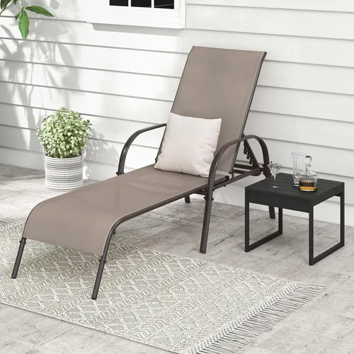 Miniatura 9 de Giantex Silla de Salón para Patio, Tumbona para Exteriores con Respaldo de 5 Posiciones Ajustables, Marco de Acero Resistente, Sillón Reclinable