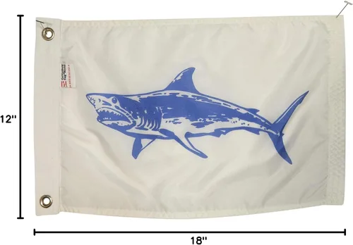 Miniatura 4 de Bandera de pesca Mako Shark Boat de 12 x 18 pulgadas, nailon duradero para todo tipo de clima con ojales para exteriores, fabricada en Estados Unidos