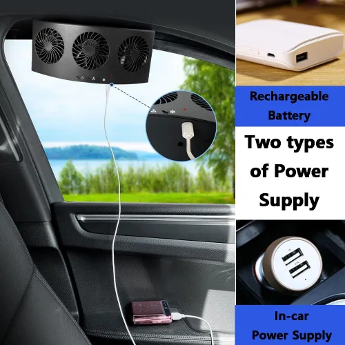 Miniatura 8 de Riloer Ventilador de escape eléctrico para automóvil con 3 salidas de aire, ventilador de refrigeración para radiador de automóvil de montaje