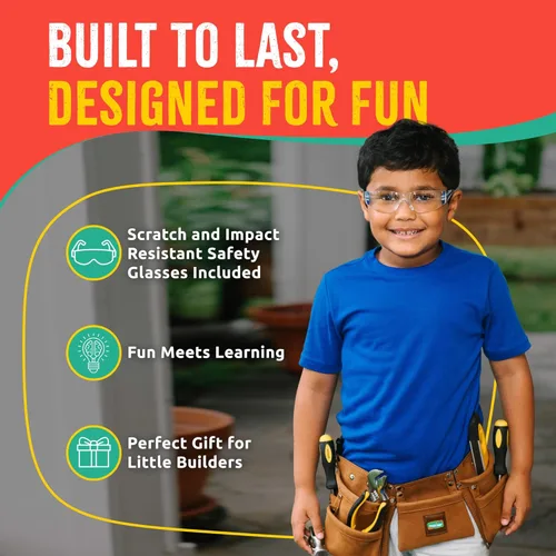 Miniatura 6 de Cinturón de herramientas SparkJump para niños marrón, cinturón de herramientas de cuero ajustable para niños pequeños y niños, disfraz de Cinturón