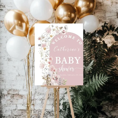 Miniatura 2 de Señal de Bienvenida para Baby Shower Niña, Señal Personalizada para Baby Shower, Señal de Patio para Fiesta de Baby Shower, Banner de Bienvenida