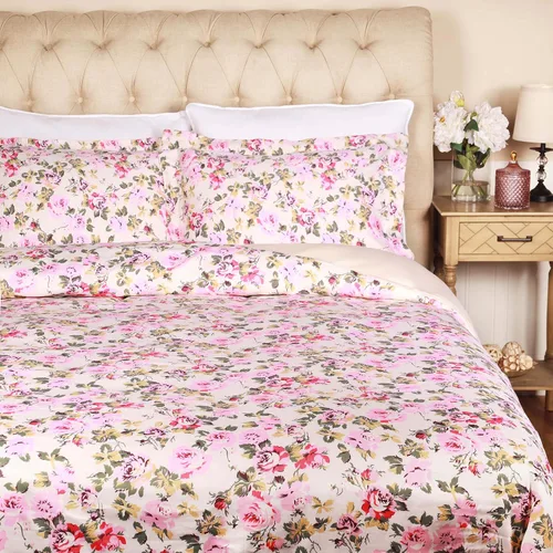 Miniatura 4 de Superior Juego de funda de edredón de algodón de 300 hilos con fundas de almohada, duradero y transpirable, lavable a máquina, ropa de cama floral