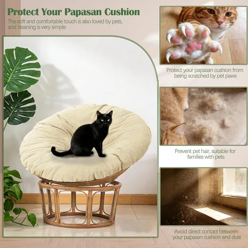 Miniatura 5 de Sqodok Papasan - Fundas de cojín de 50 pulgadas de tela de pana para interiores, lavables a máquina, con cremallera y correas