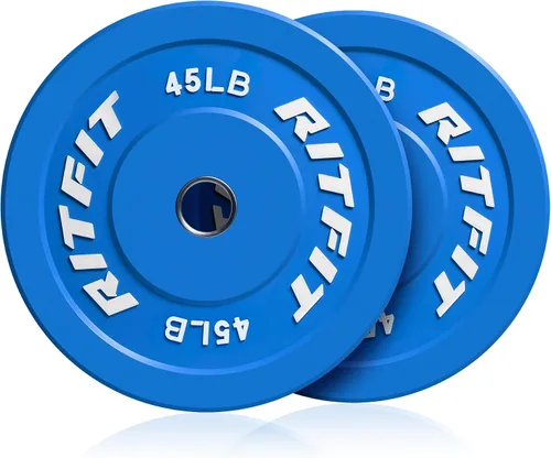 Miniatura 8 de RitFit Color Coded Bumper Plate, Olympic Bumper Plate for Barbell, 2-Inch Bumper Weight Plates With Steel Insert, rubber weight plates for Strength