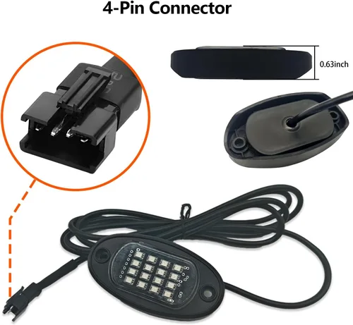 Miniatura 3 de 1 Cápsula de Repuesto para Cápsula Dañada para Luces de Roca LED RGB Segmentadas de 12v Luz Inferior Multicolor Impermeable de Neón para Jeep