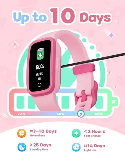 Miniatura 7 de Reloj de seguimiento de actividad para niños con pantalla Amoled, rastreador de actividad sin necesidad de teléfono, monitor de frecuencia cardíaca