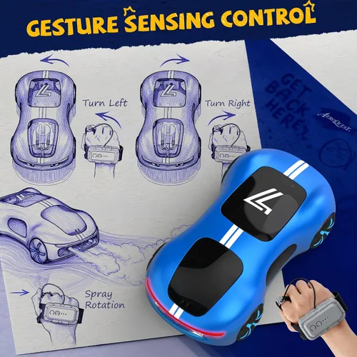 Miniatura 3 de AEROQUEST Coche de Control Remoto con Detección de Gestos, Coche de Acrobacias RC con Derrape con Luz, Spray y Sonido, 2.4GHz Juguetes RC