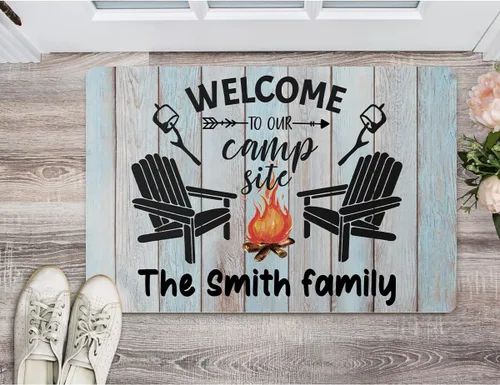 Miniatura 2 de Tapete personalizado para cámper de 30 x 18 pulgadas, tapete personalizado para puerta de campamento, caravana, apellido, para interiores y Madera