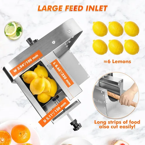 Miniatura 2 de Cortadora comercial de verduras Anatole de acero inoxidable, espesor ajustable de 0-0.4'', cortador manual de verduras y frutas para tomate
