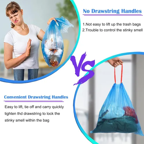 Miniatura 4 de Bolsas de basura pequeñas de 4 a 6 galones, extragruesas y fuertes, bolsas de basura de 4 galones con cordón de 5 galones, sin perfume, para cocina