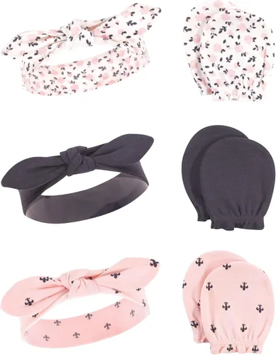 Miniatura 117 de Hudson Baby Conjunto de diadema de algodón y manoplas para rascar para bebé