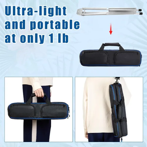Miniatura 5 de Xinnun 12 piezas de caballete de mesa de aluminio de 15 a 21 pulgadas de alto, trípode portátil ajustable con alas de brazo de extensión y pies