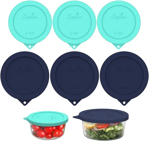 Miniatura 11 de Sophico Tapa de almacenamiento de silicona de repuesto para cuencos de vidrio Anchor Hocking y Pyrex (recipiente no incluido) (paquete de 9 unidades)