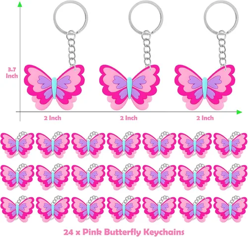 Miniatura 2 de CiciBear Paquete de 24 llaveros de mariposa para decoración de fiesta para invitados, fiesta temática de mariposas, baby shower, fiesta escolar