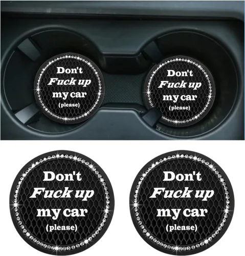 2 piezas posavasos brillantes para coche, 2.75 pulgadas insertos antideslizantes para portavasos, posavasos de cristal con diamantes de imitación