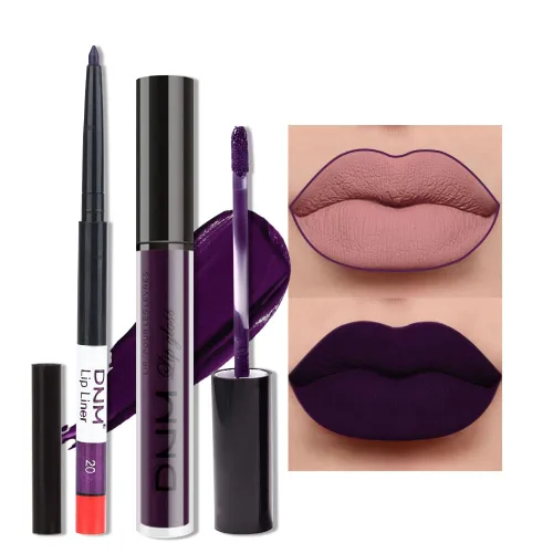 Miniatura 19 de evpct 2 Piezas Lápiz Labial Líquido Verde Esmeralda con Brillo Glitter, Brillo Labial Tinte y Delineador de Labios Retráctil, Set de Maquillaje
