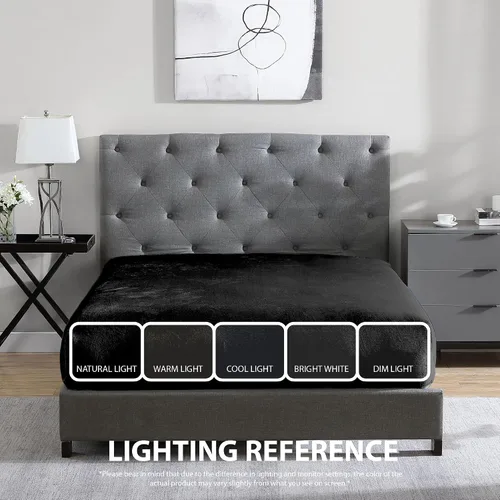 Miniatura 5 de Cathay Home Sábana Bajera de Felpa Suave Twin - Felpa Ultra Suave y Gruesa - Calidez Acogedora para Todas las Estaciones - Sábana Bajera con Negro