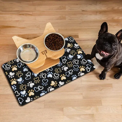 Miniatura 9 de Tapete de alimentación para perros y mascotas, absorbente de agua y alimentos, de 20 x 12 pulgadas, de secado rápido, tapete de agua para perros