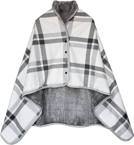 Miniatura 7 de Missmat-Manta portátil, poncho con botones (55 pulgadas de largo x 39.3 pulgadas de ancho), cómodo chal a cuadros para oficina, cama, sofá y Azul