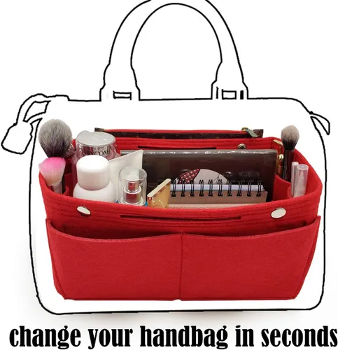 Miniatura 7 de LEXSION Organizador de fieltro para bolso – Bolsa de bolsillo múltiple en bolsa organizadora