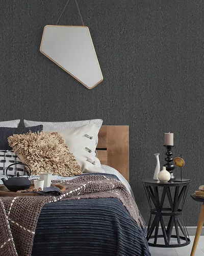 Miniatura 4 de Heroad Papel tapiz de color gris para despegar y pegar, papel de contacto moderno, color gris oscuro y negro, apto para inquilinos, vinilo