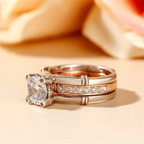 Miniatura 9 de Jeulia - Anillo de plata de ley con circonitas intercambiables para mujer, para boda, compromiso, aniversario