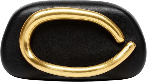 Miniatura 7 de Bolsos de mano de acrílico de noche para mujer, bolsos de noche, bolso cruzado de piel sintética con acento ovalado dorado