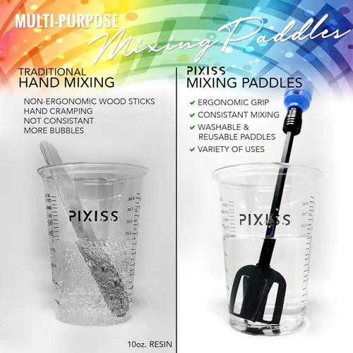 Miniatura 2 de Mezclador de resina epoxi paletas de plástico – 3 Agitadores de pintura bidireccional multiusos Pixiss reutilizables para taladro, epoxi y mezclador