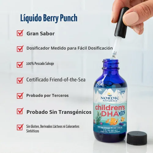 Miniatura 4 de Nordic Naturals DHA Xtra para niños, ponche de bayas - 2 onzas para niños - 880 mg de Omega-3 totales con EPA y DHA - Función cognitiva e