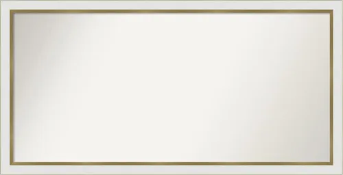 Miniatura 160 de Amanti Art Espejo de baño blanco para sobre el fregadero, 30 x 35 pulgadas, espejo de tocador rectangular estrecho de Eva de oro blanco, marco