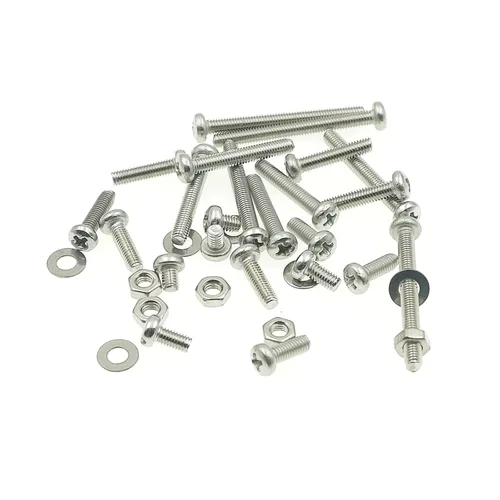 Miniatura 5 de Juego de 420 tornillos de cabeza plana M3 Phillips, tuercas planas, arandelas planas, acero inoxidable 304, longitud de los tornillos: 0.157 in a