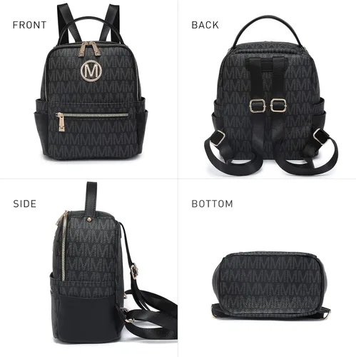 Miniatura 5 de MKP - Mochila pequeña para mujer y mujer, con múltiples bolsillos, con bolsillo frontal con cremallera, Negro -, Mochilas Daypack