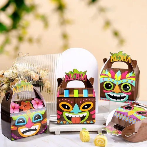 Miniatura 2 de Glenmal 12 cajas de fiesta hawaianas Aloha Tiki Luau con asas de verano para el festival Aloha Hawaiian y Luau suministros de fiesta