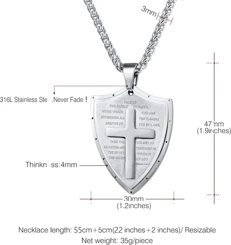 Miniatura 320 de U7 Saint Benedict/Michael Medal Necklace, 316L Stainless Steel Virgin Mary Necklace for Men Women, Bible Verse Protection Necklace Catholic