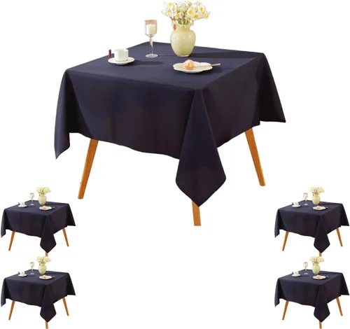 Miniatura 66 de Paquete de 5 Manteles Cuadrados 60 x 60 Pulgadas de Carbón, Mantel de Poliéster Lavable para Uso en Hogar, Fiesta, Boda o Restaurante.