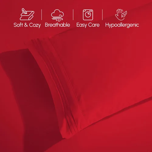 Miniatura 8 de Elegant Comfort - Lujoso juego de ropa de cama suave de 6 piezas estilo Microfibra, calidad prémium hotelera, 1500 hilos, resistente a arrugas y Rojo