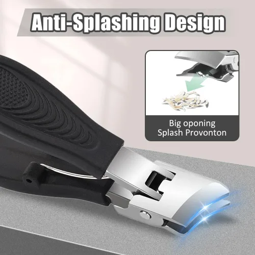 Miniatura 3 de Cortauñas inclinada antisalpicaduras con apertura de mandíbula ancha, cortador de uñas resistente con mango cómodo, perfecto para cortaúñas de pies