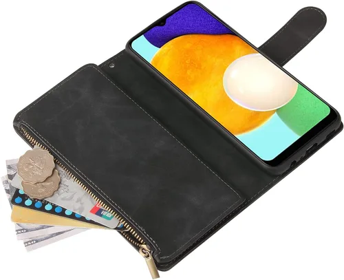 Miniatura 3 de Asuwish Funda compatible con Samsung Galaxy A03s, protector de pantalla de vidrio templado y funda de cuero con tapa para tarjetero, accesorios