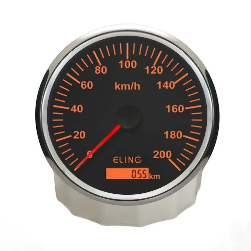 Miniatura 3 de ELING 4.331 in GPS Velocímetro Odómetro Medidor Set 0.0-124.3 mi/h para Camión Auto Remolque Coche Yate con Retroiluminación 12V 24V Negro y acero
