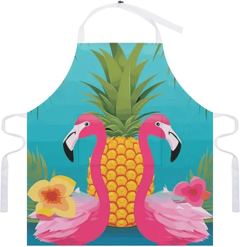 Miniatura 7 de MUSM Apron for Adults - 27.6 X 31.5 Inch, Heavy-Duty Polyester Aprons with Two Large Pockets, Waterproof Pineapple Flamingo Kitchen Apron for