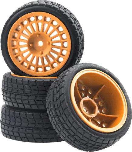 Miniatura 8 de OD2.75 pulgadas de nailon de 0.472 in hexagonales, llantas y neumáticos de goma compatibles con HSP Tamiya HPI Traxxas 1/10 1/12 en carretera, Negro