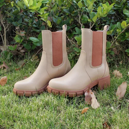 Miniatura 5 de Hawkwell Botas Chelsea de plataforma para mujer, botines gruesos con tacón de bloque elástico, suela de lengüeta