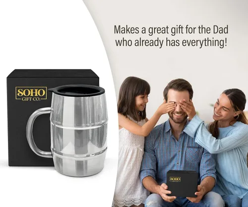 Miniatura 5 de GALVANOX Taza de cerveza aislada de acero inoxidable con asa y tapa para sorber (para Navidad/cumpleaños/día del padre) I Identify As Sober