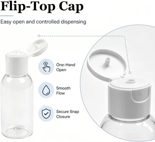 Miniatura 4 de TRENDBOX Paquete de 6 botellas vacías de plástico con tapa abatible para champú, lociones, jabón corporal líquido, crema (1 onza / 1.0 fl oz)